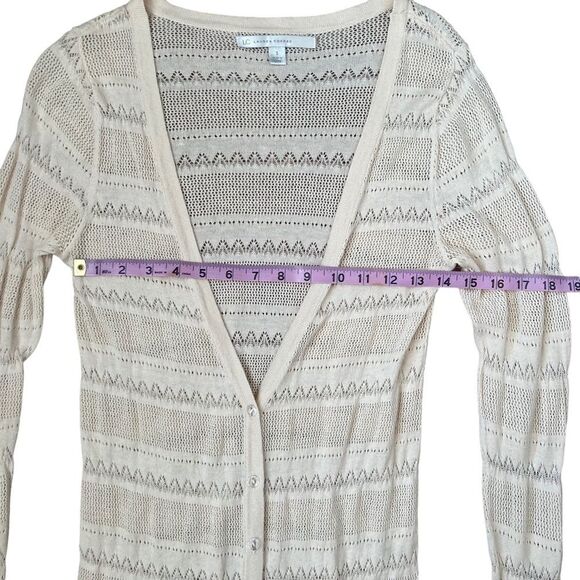 Lauren Conrad Long Cardigan Crochet Knit Cream Long Sleeve Buttons Women's Small - Picture 5 of 7